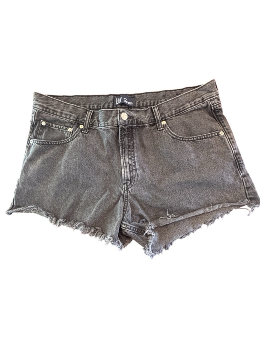 Gap Denim Black Wash Cut Off Shorts Size 14/32 Frayed Hem Jean Shorts